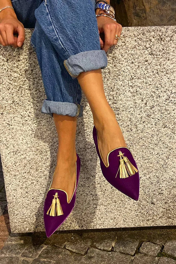 Portia | Plum Tassel Flats