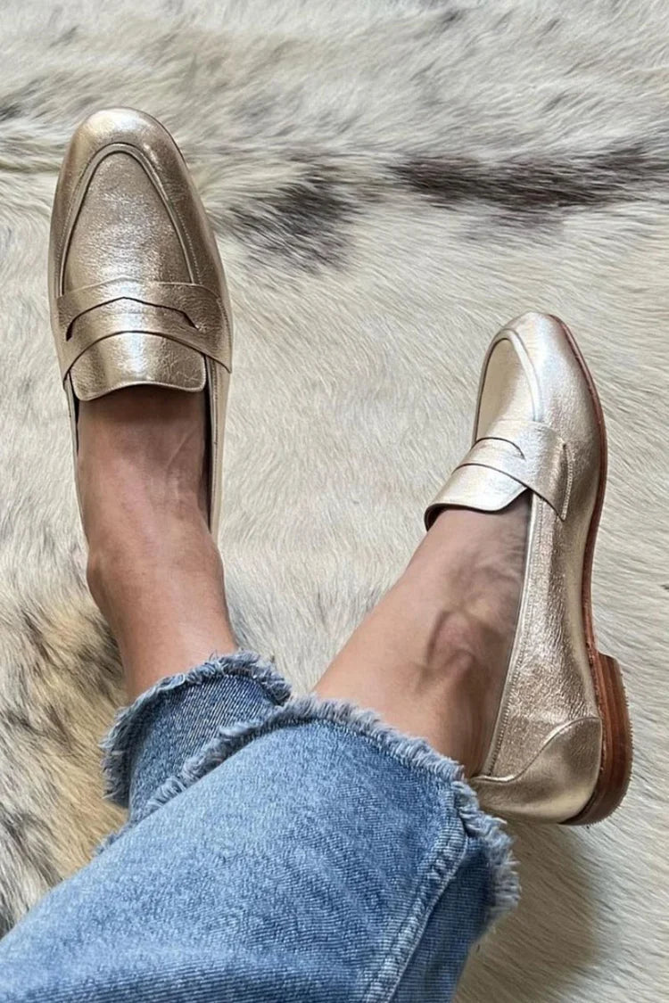 Callistia | Metallic Gold Loafers