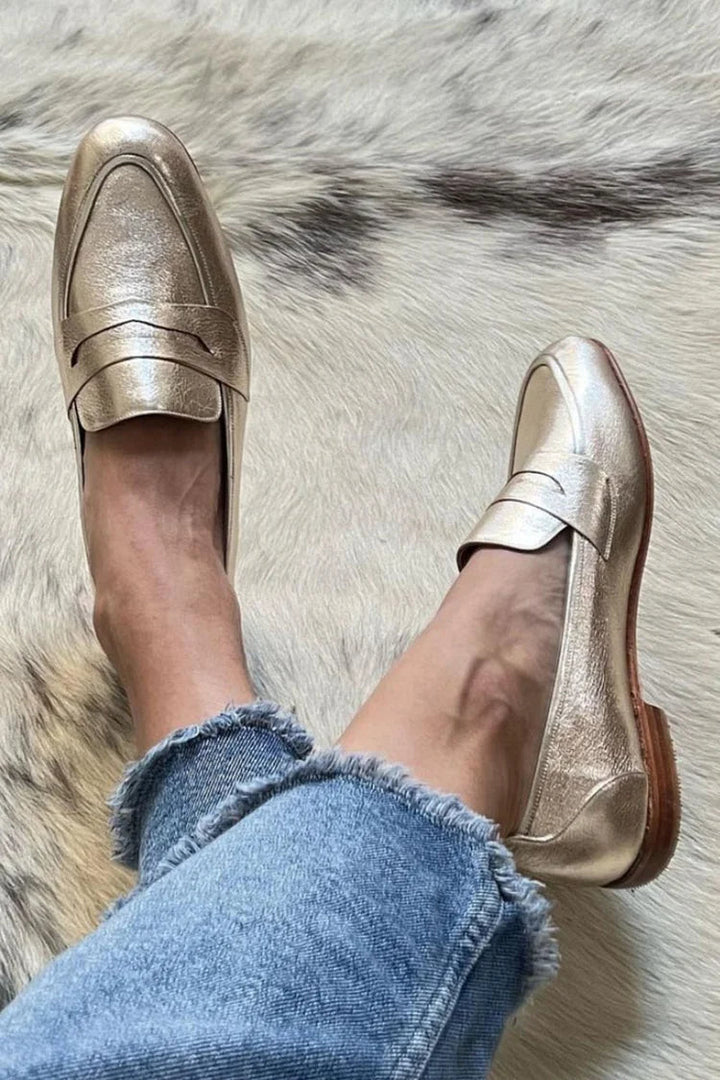 Callistia | Metallic Gold Loafers