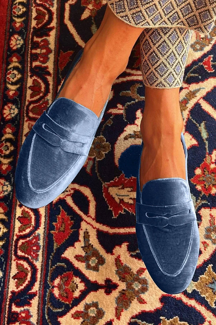 Noemi | Blue Suede Loafers