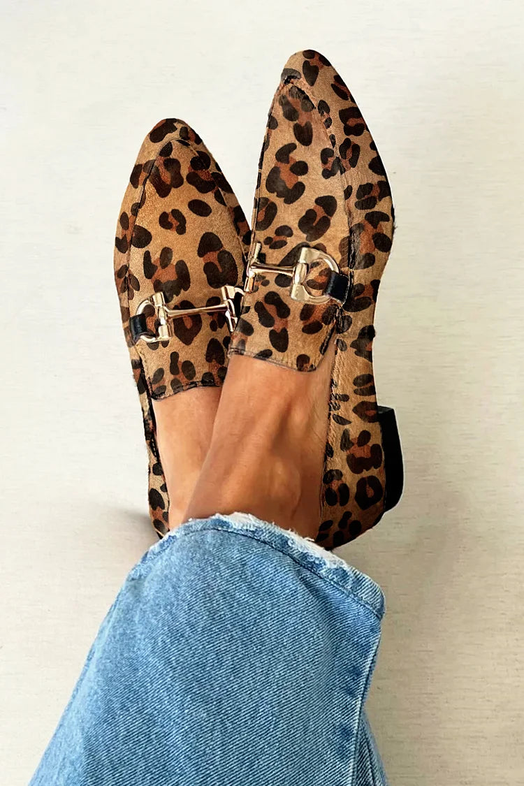 Gia | Leopard Buckle Strap Flats