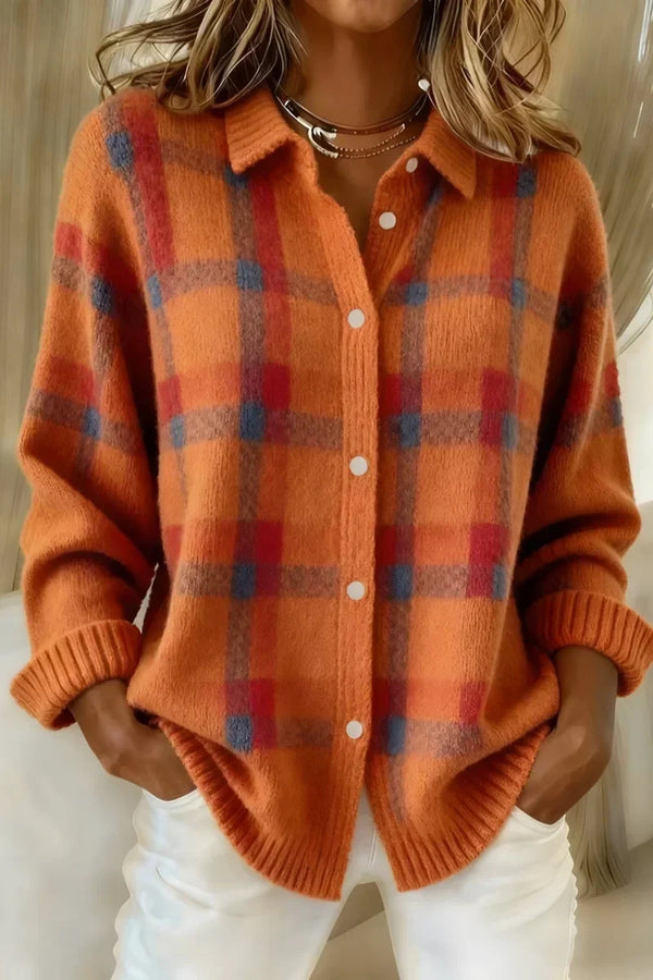 Megan | Checked knitted jacket with Buttons