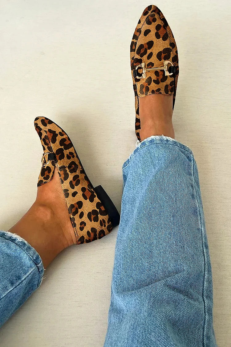 Gia | Leopard Buckle Strap Flats