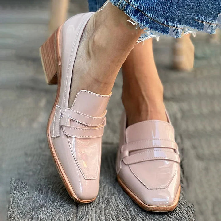 Karina | Blush Block Heel Loafers