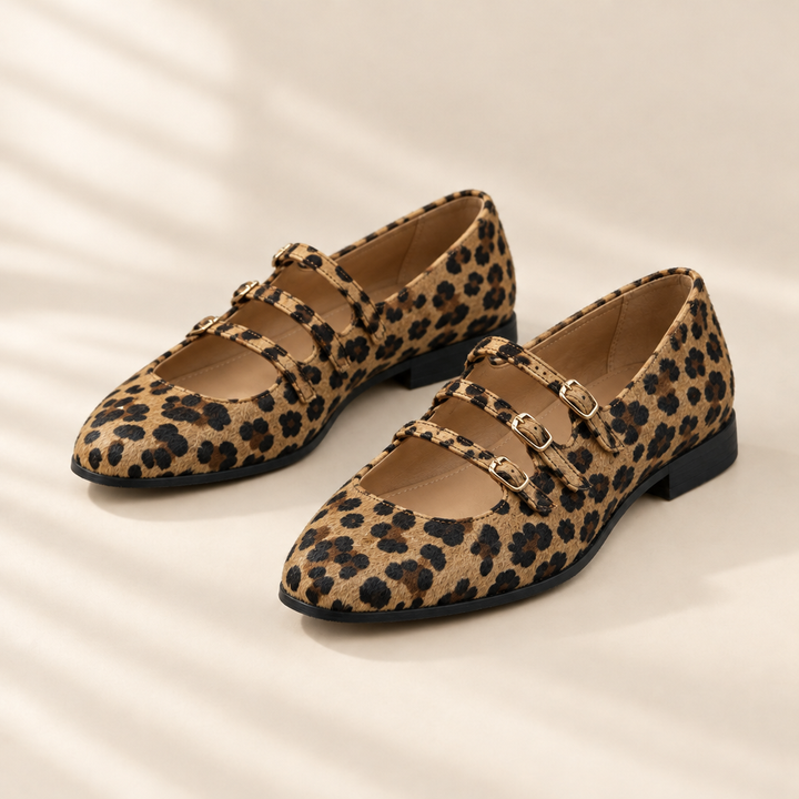 Angelie | Leopard Mary Jane Flats