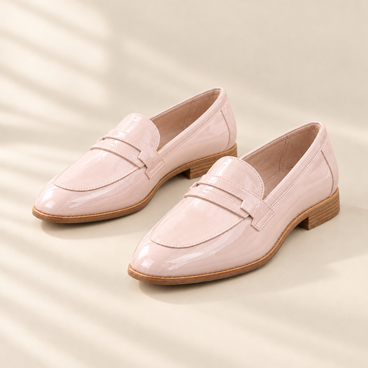 Karina | Blush Block Heel Loafers