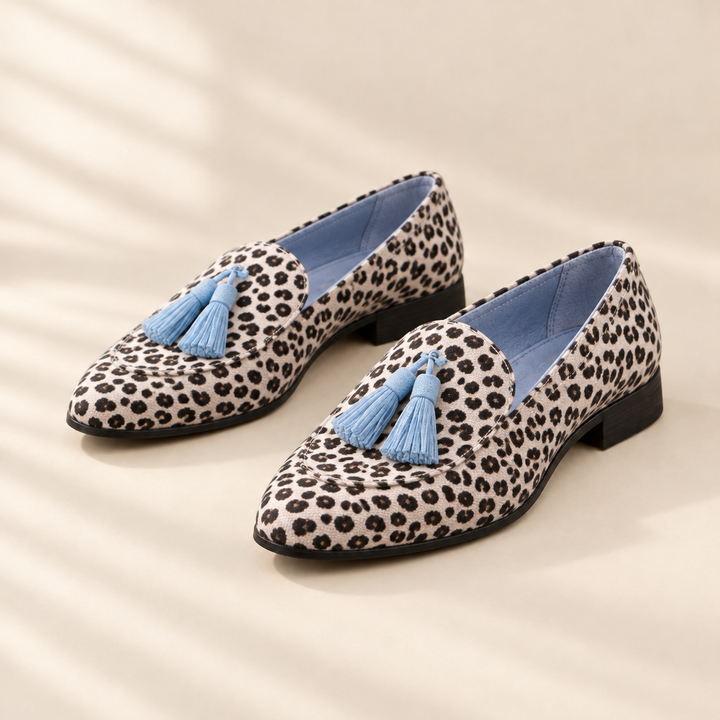 Gwenn | Snow Leopard Tassel Loafers
