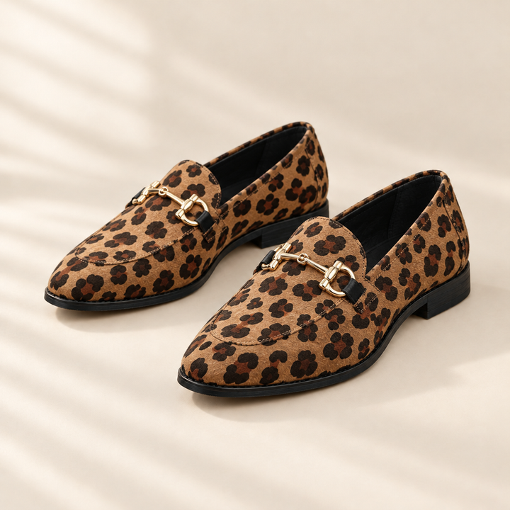 Gia | Leopard Buckle Strap Flats