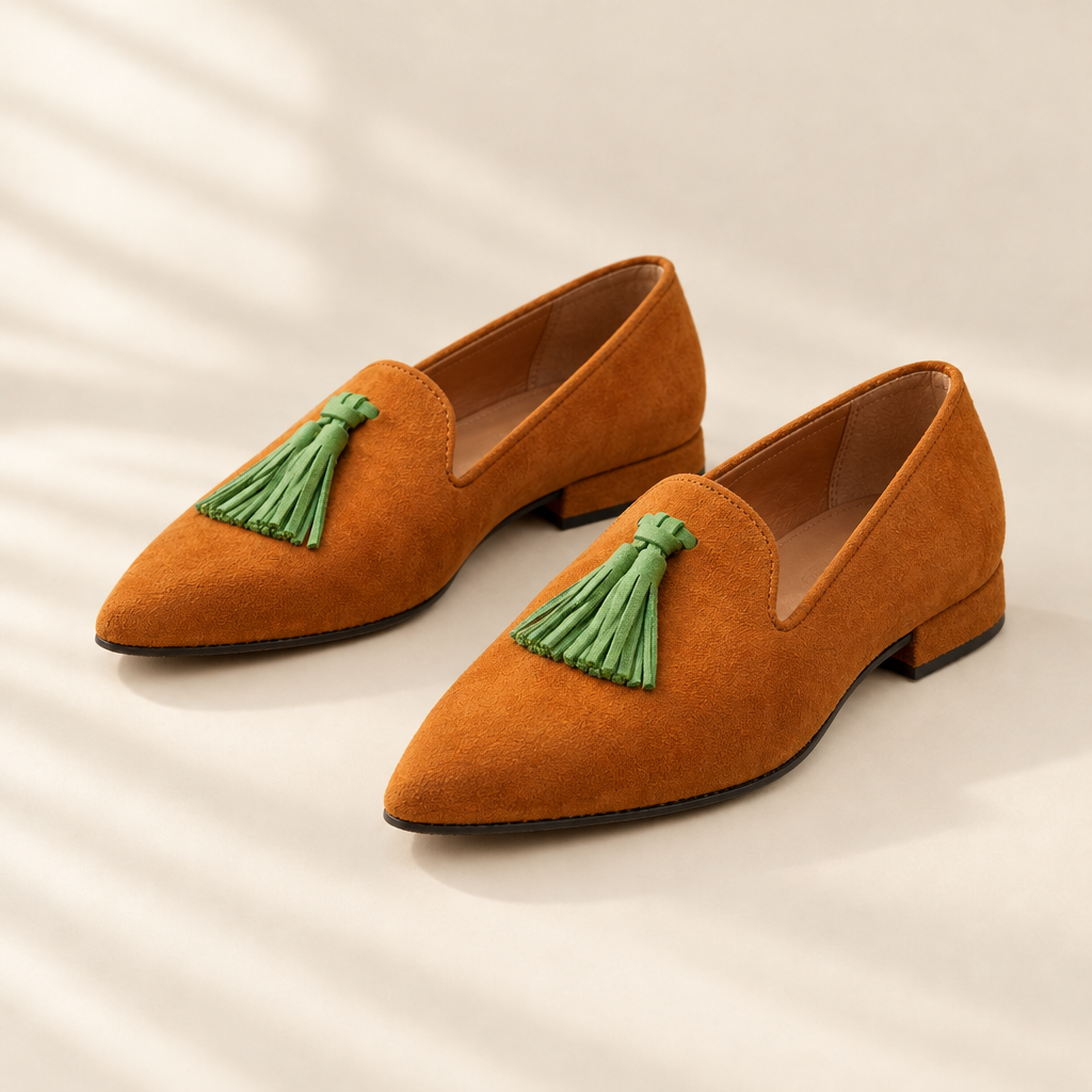 Freya | Tan Tassel Flats