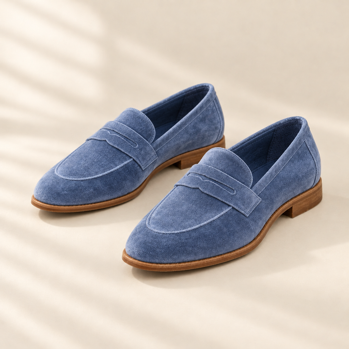 Noemi | Blue Suede Loafers
