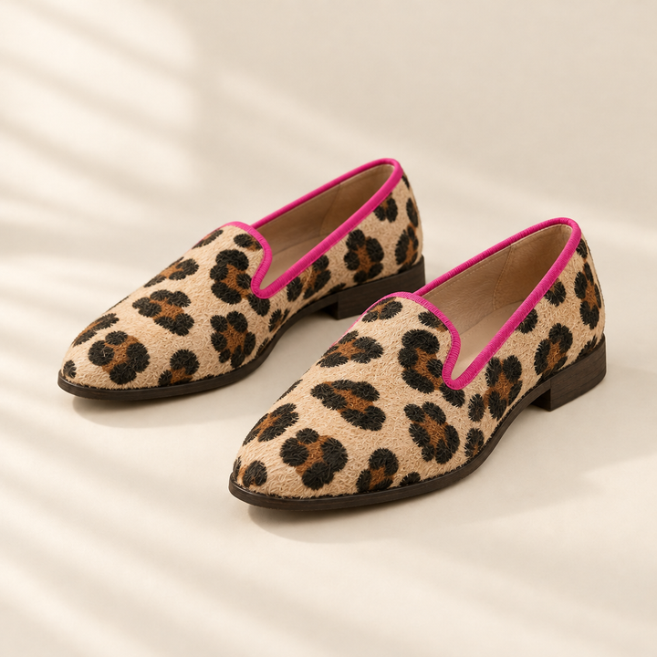 Gisele | Leopard Loafers with Pink Trim