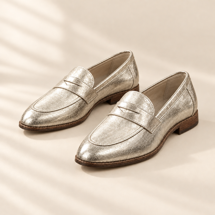 Callistia | Metallic Gold Loafers