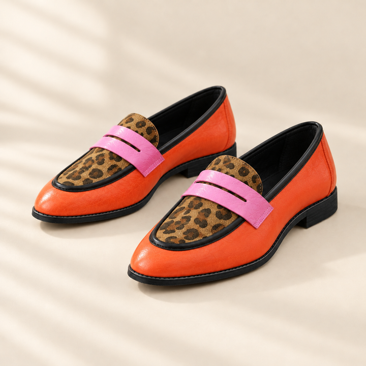 Sia | Coral Loafers with Pink Trim