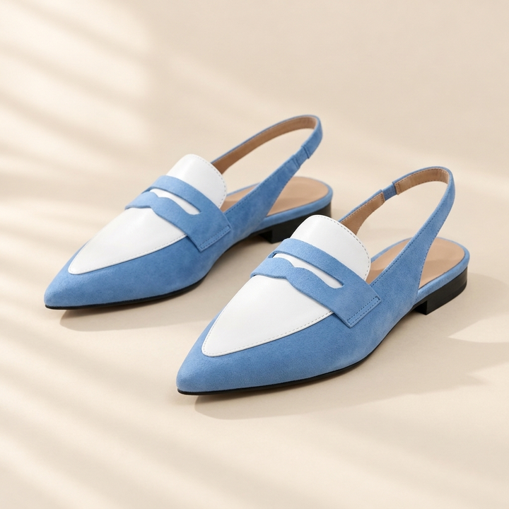 Elena | Cornflower Blue Slingback Flats