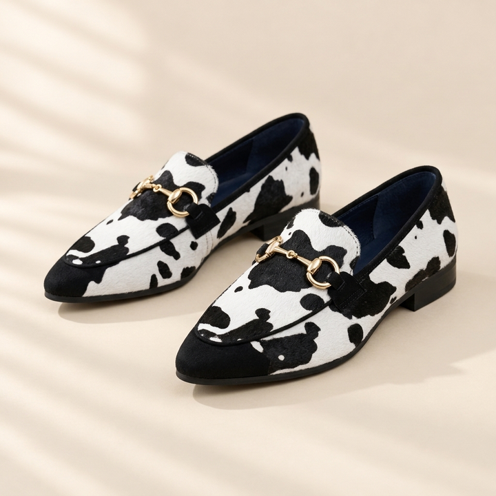 Novie | Cow Print Pointed Flats