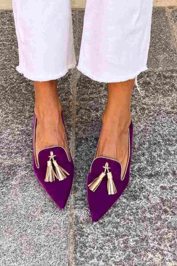 Portia | Plum Tassel Flats