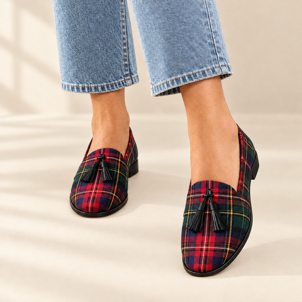 Carys | Tartan Trim Loafers