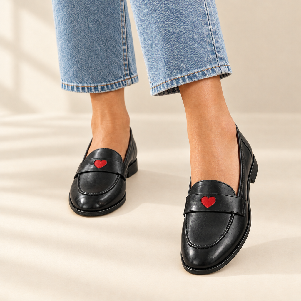 Elsie | Heart Detail Slip-On Loafers