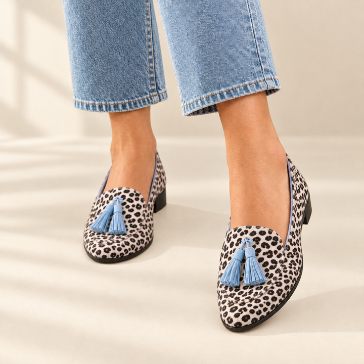 Gwenn | Snow Leopard Tassel Loafers