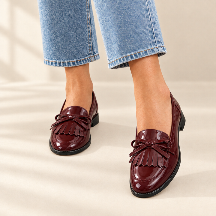 Cordelia | Patent Fringe Loafers