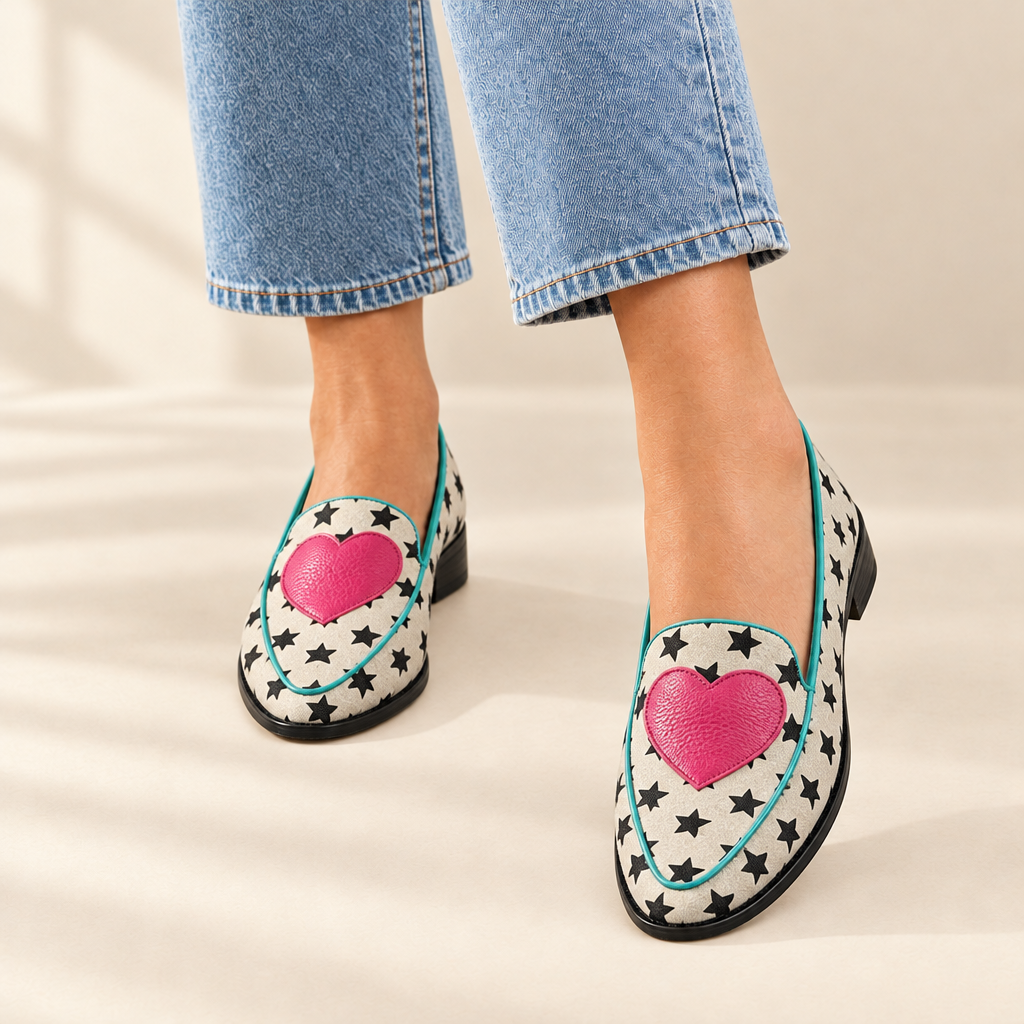 Marisol | Star & Heart Print Loafers