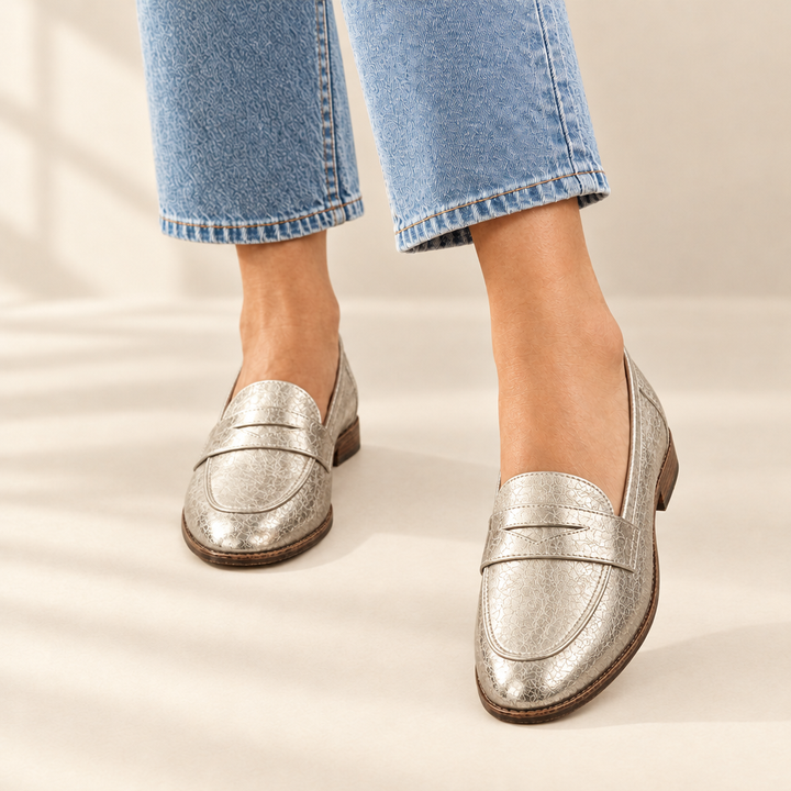 Callistia | Metallic Gold Loafers