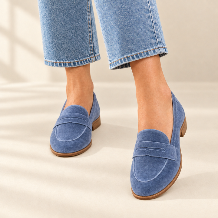 Noemi | Blue Suede Loafers