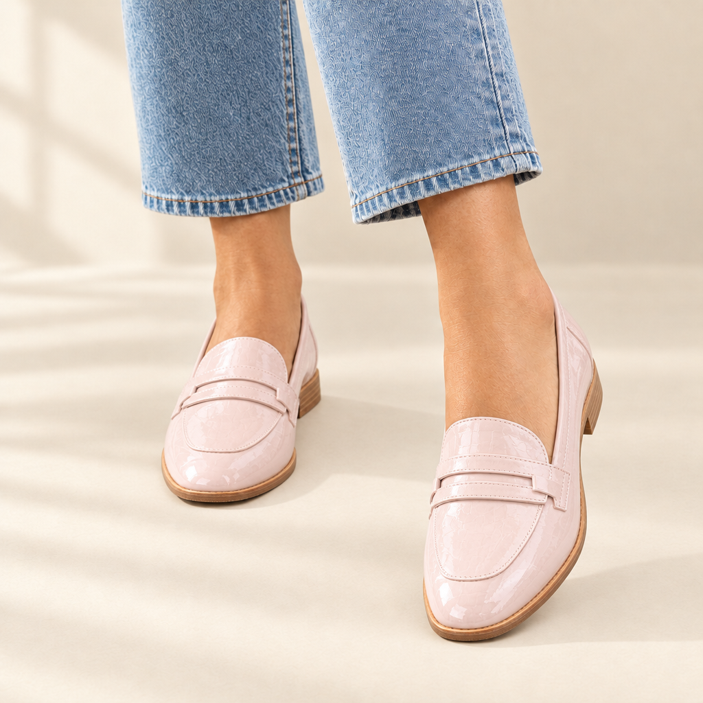 Karina | Blush Block Heel Loafers