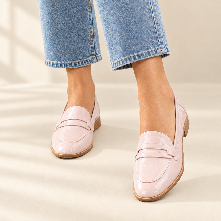 Karina | Blush Block Heel Loafers