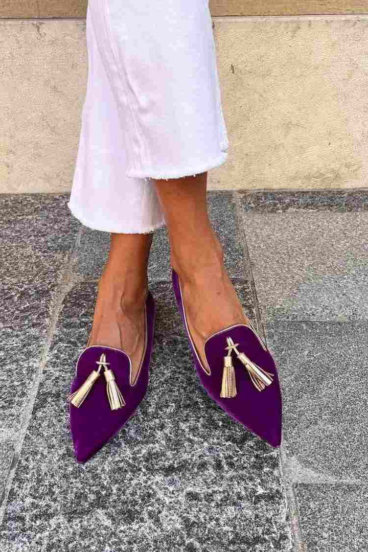 Portia | Plum Tassel Flats