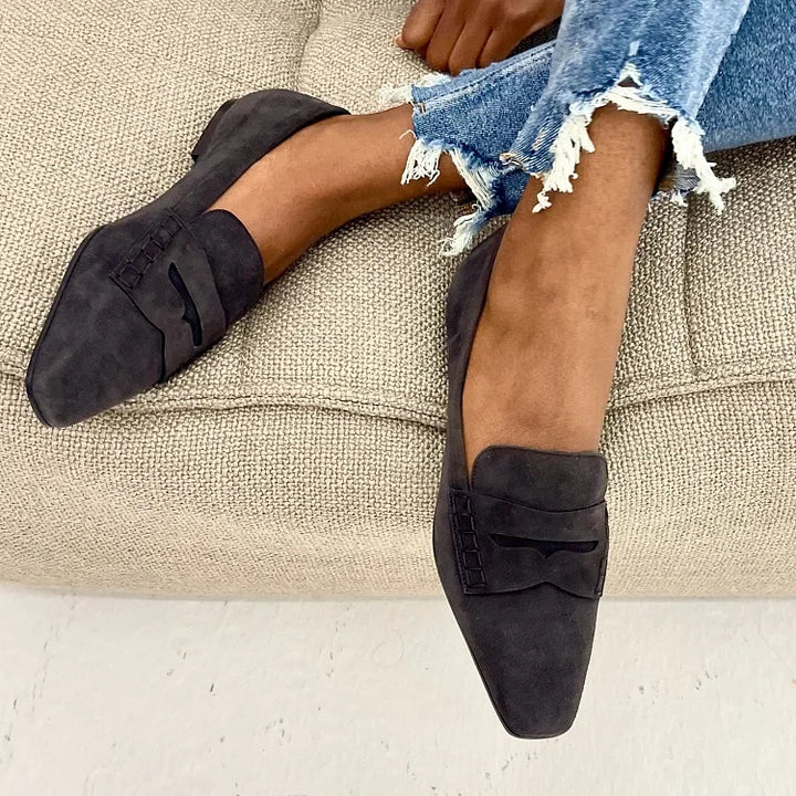 Elise | Charcoal Suede Loafers