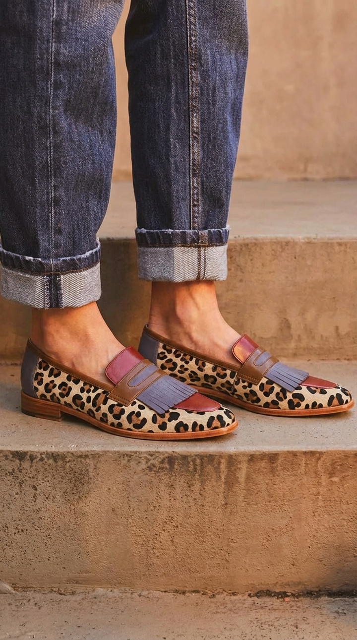 Zelda | Leopard Loafers with Lilac Trim