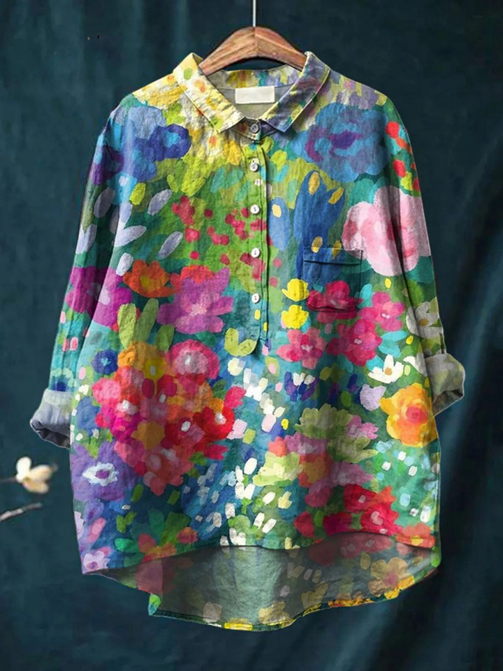 Rose | Casual Women's Blouse in Vintage Style with Floral Pattern