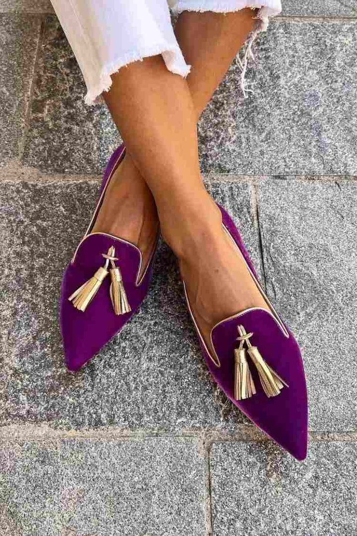 Portia | Plum Tassel Flats