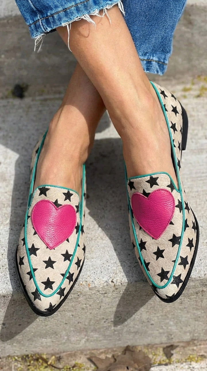 Marisol | Star Print Loafers with Heart