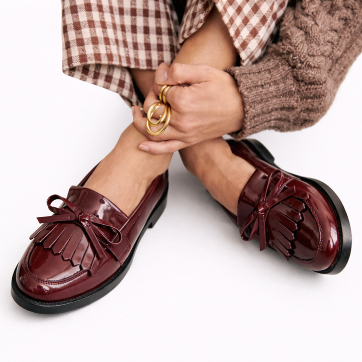 Cordelia | Patent Fringe Loafers