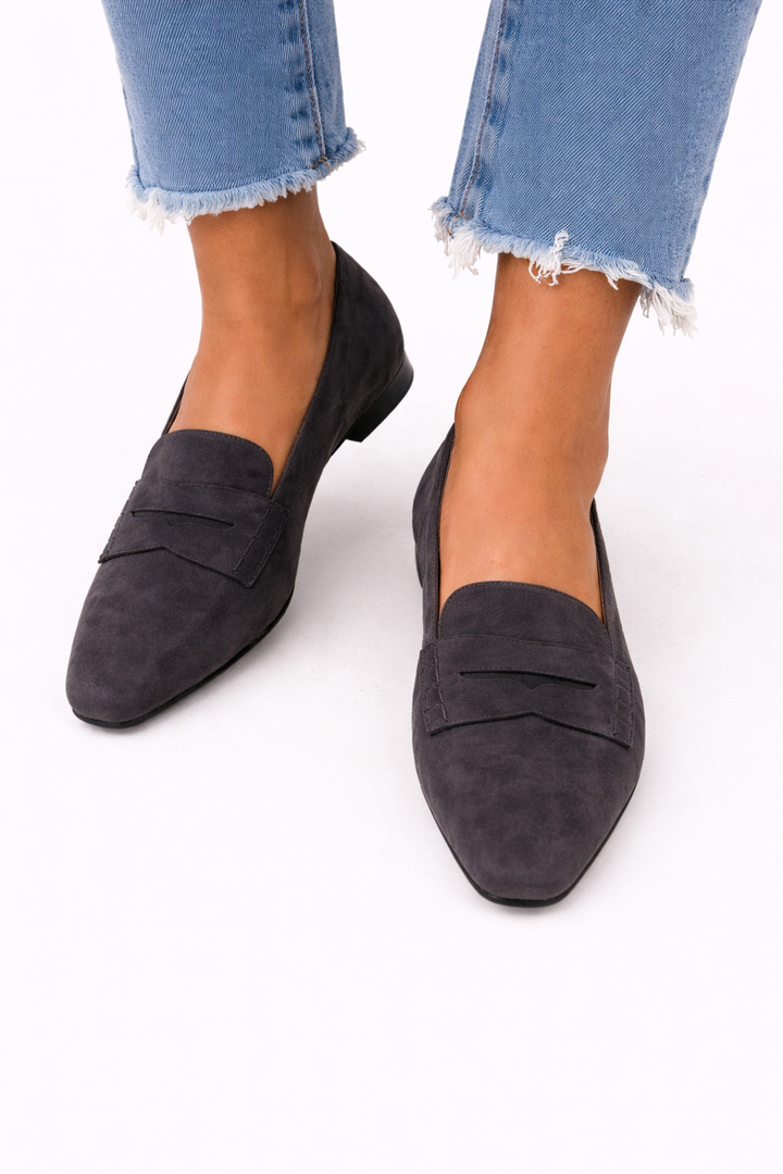 Elise | Charcoal Suede Loafers