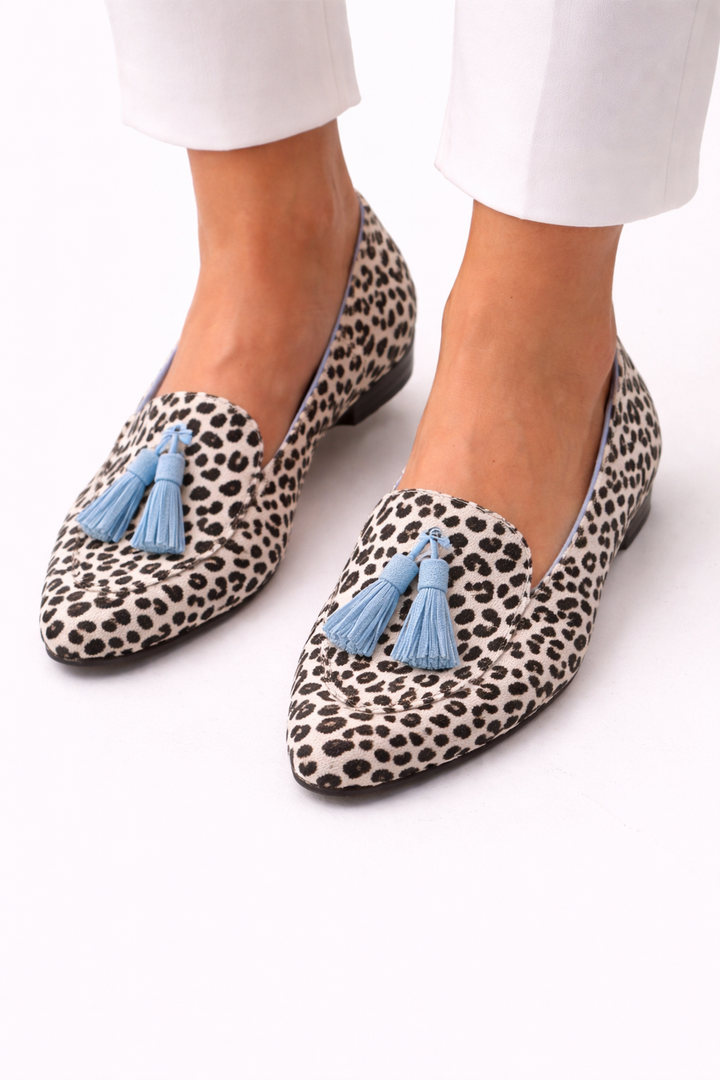 Gwenn | Snow Leopard Tassel Loafers