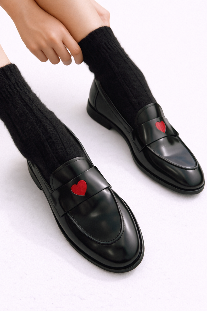 Elsie | Heart Detail Slip-On Loafers