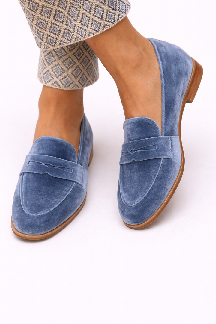Noemi | Blue Suede Loafers