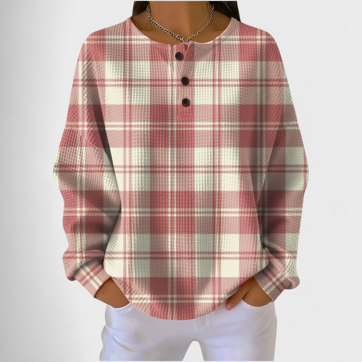 Emily | Pink Jumper with Check Pattern