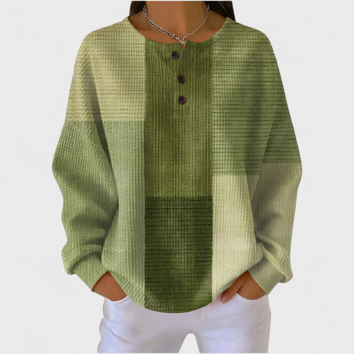 Harriet | Olive Green Jumper with Colour Block