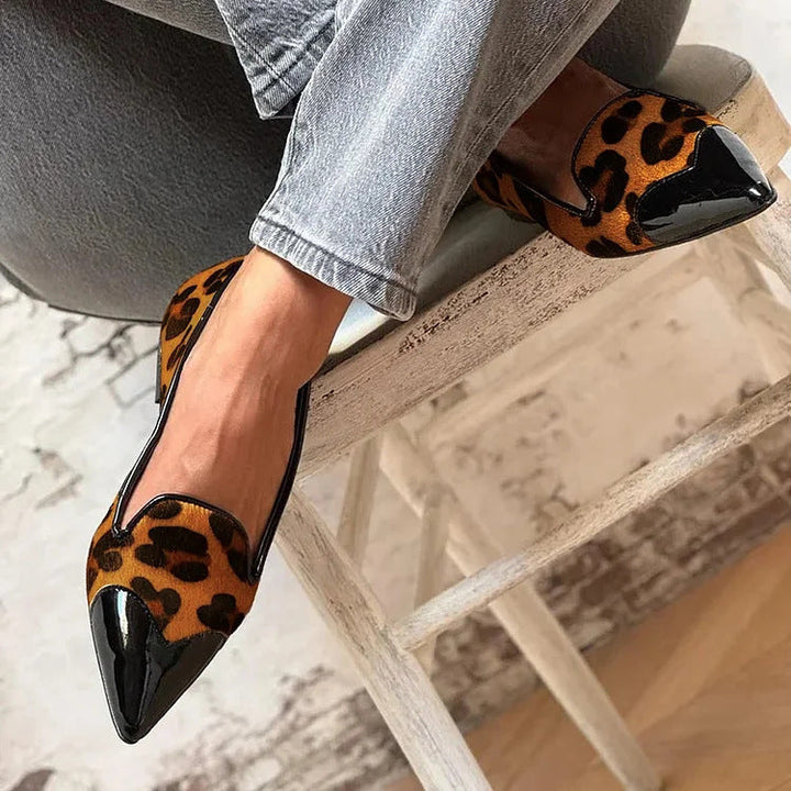 Avera | Leopard Flats with Contrast Toe