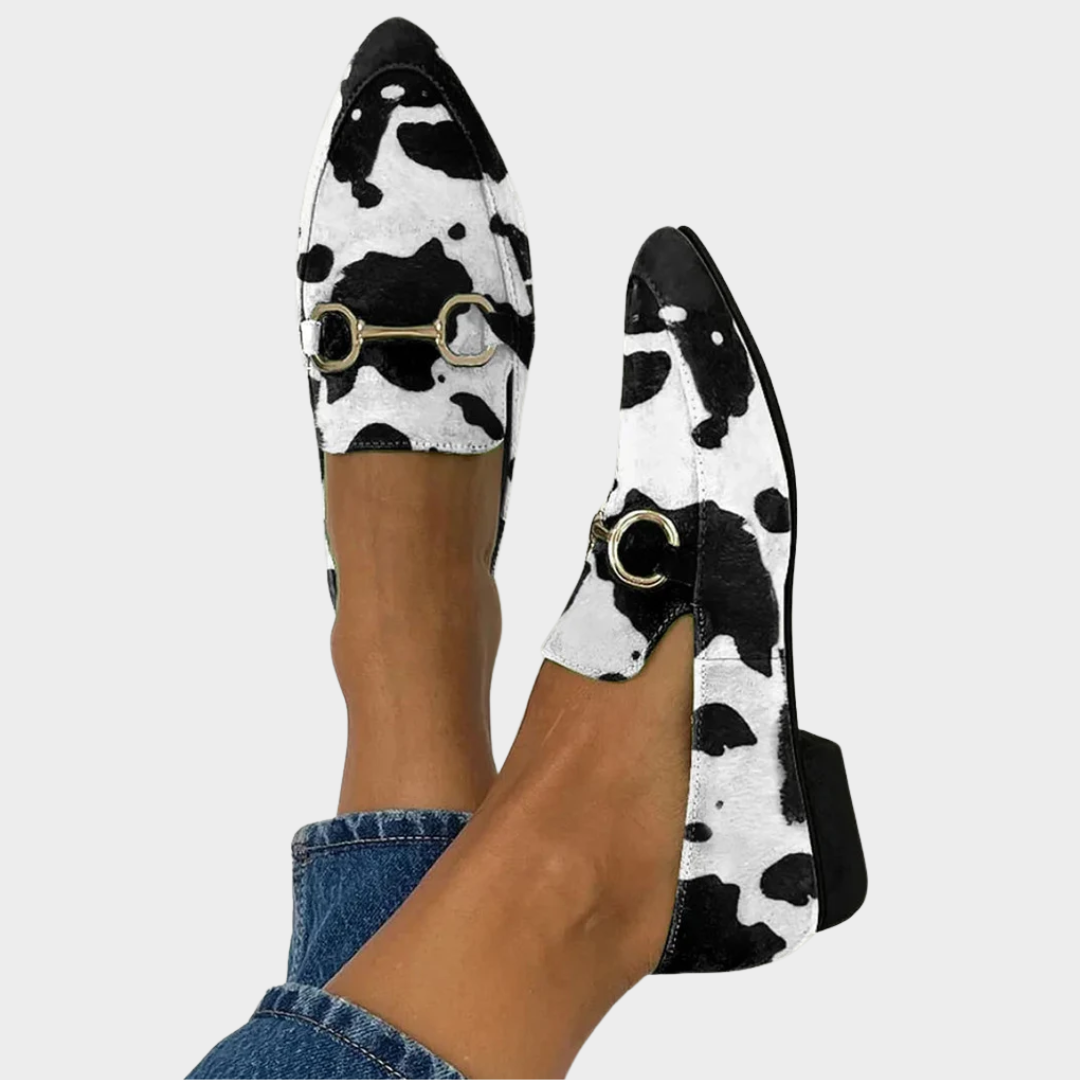 Novie | Cow Print Pointed Flats