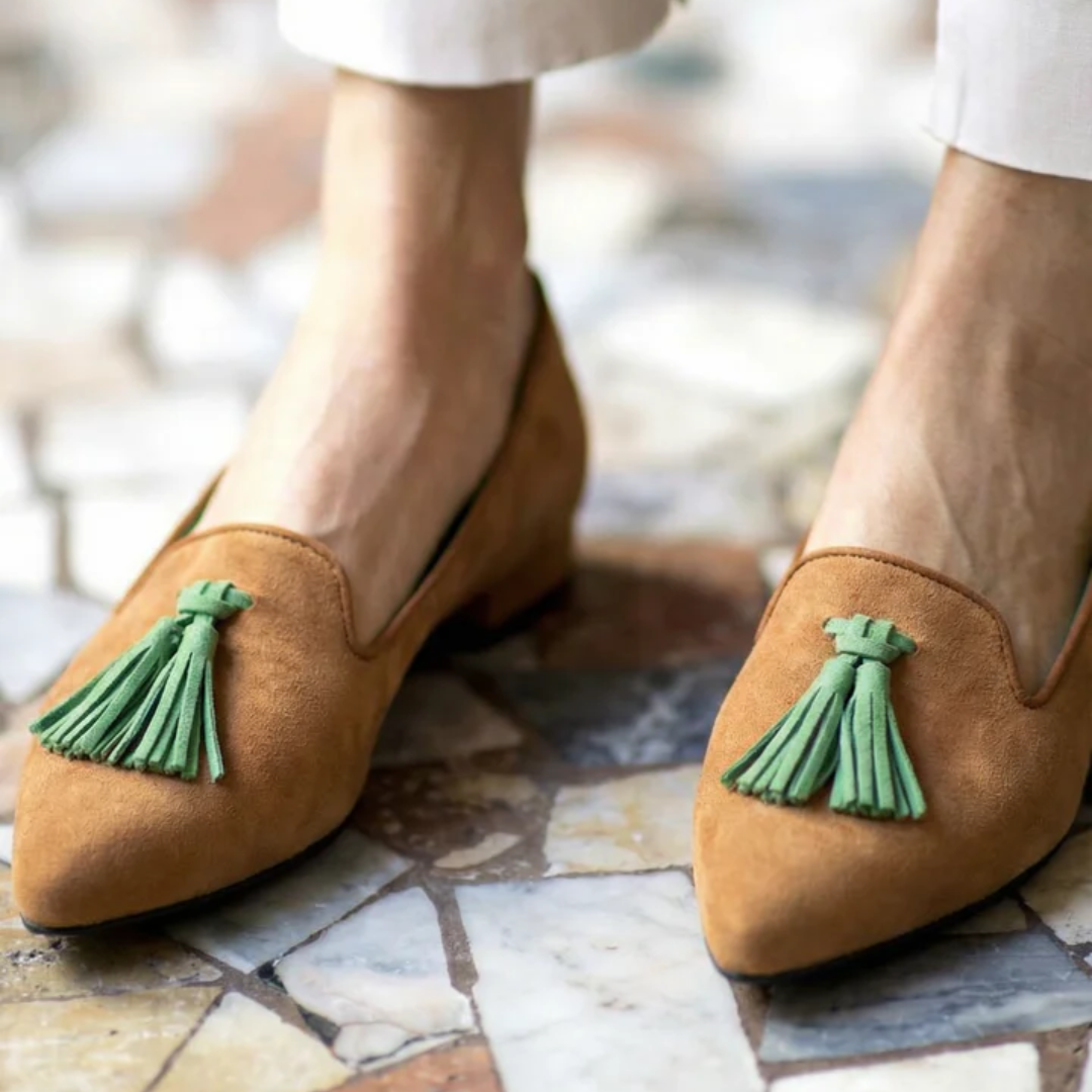 Freya | Tan Tassel Flats