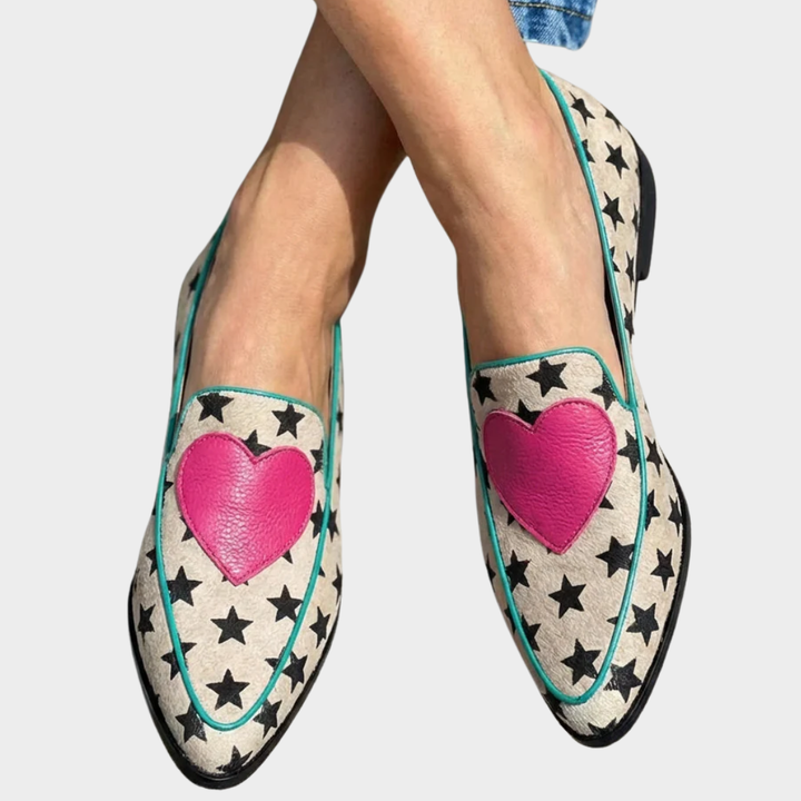 Marisol | Star Print Loafers with Heart