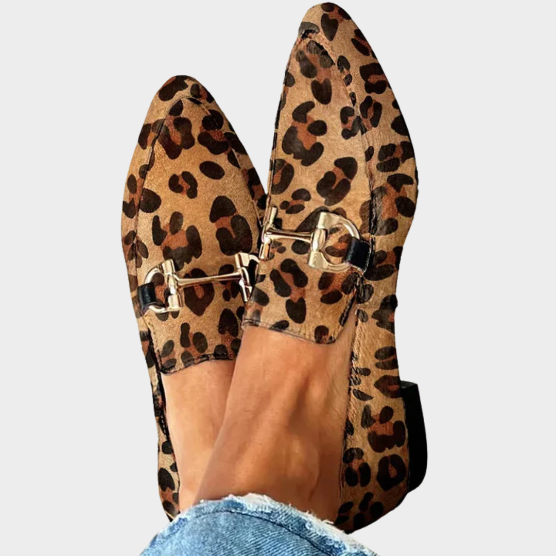 Gia | Leopard Buckle Strap Flats