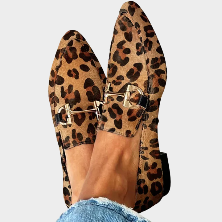Gia | Leopard Buckle Strap Flats
