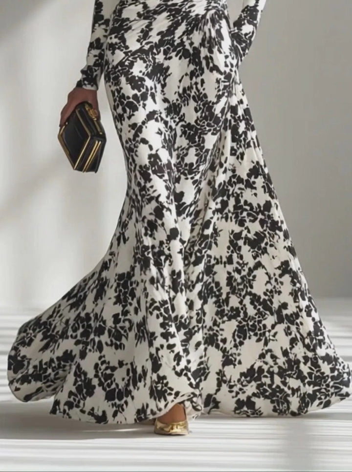 Nikita | Black & White Floral High-Neck Maxi Dress