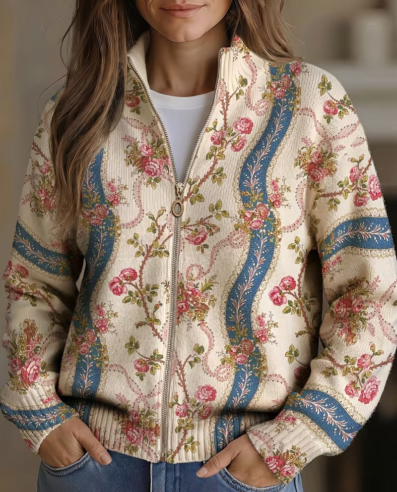 Camilla | Climbing Rose Zip-Up Cardigan